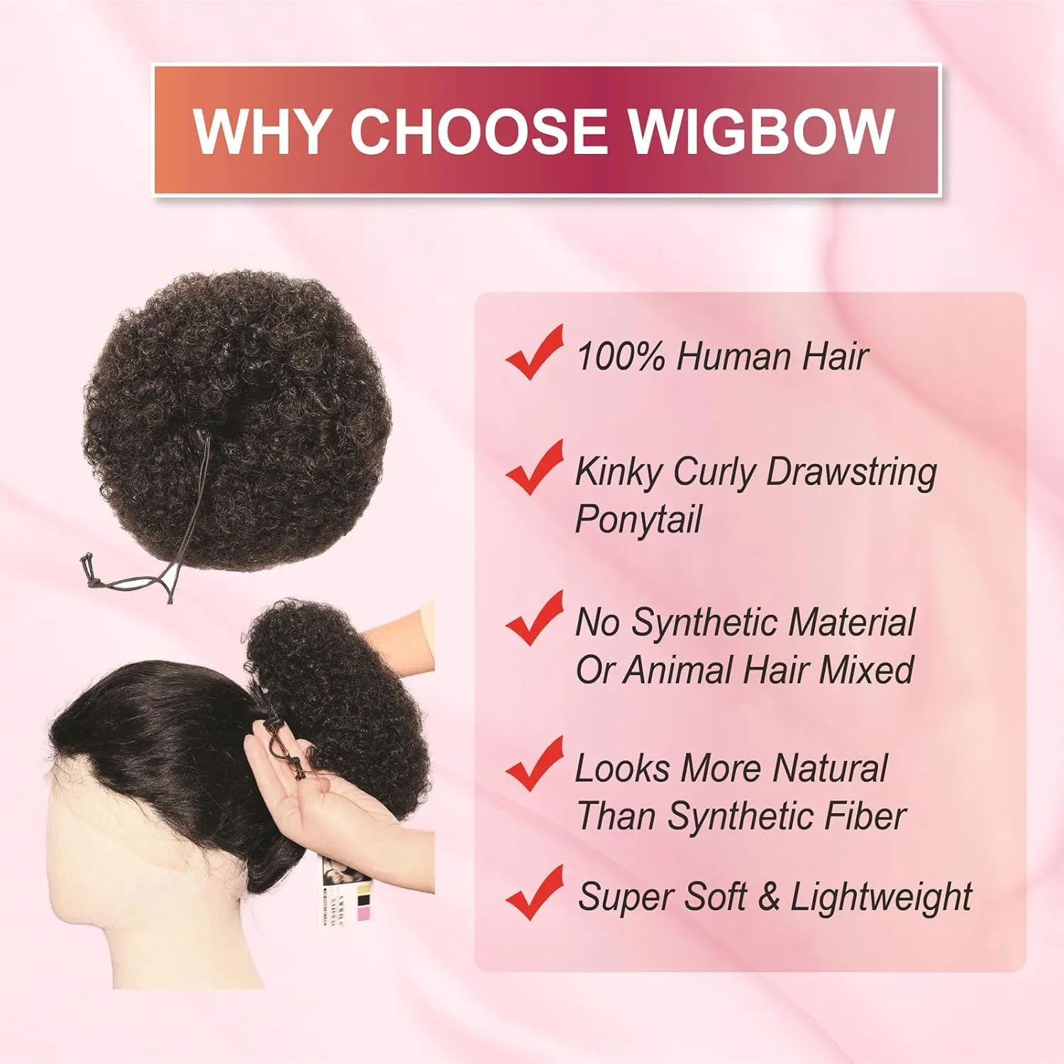 Afro Puff Ponytail Drawstring Extensions Wigs Real Human Hair for Girls Women, Natural Black Virgin Hair 8 Inch Afro Puff Hair Extensions Clip On Kinky Drawstring Curly Ponytail Bun Hairpiece Wigs