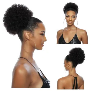 Afro Puff Ponytail Drawstring Extensions Wigs Real Human Hair for Girls Women, Natural Black Virgin Hair 8 Inch Afro Puff Hair Extensions Clip On Kinky Drawstring Curly Ponytail Bun Hairpiece Wigs
