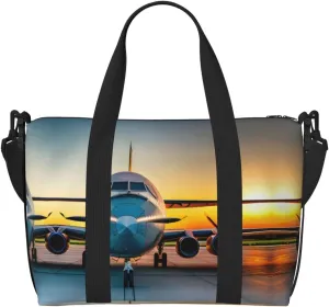 Aircraft Plane At Sunsets Print Versatile Travel Duffel Bag,The Companion For Business And Personal Trips