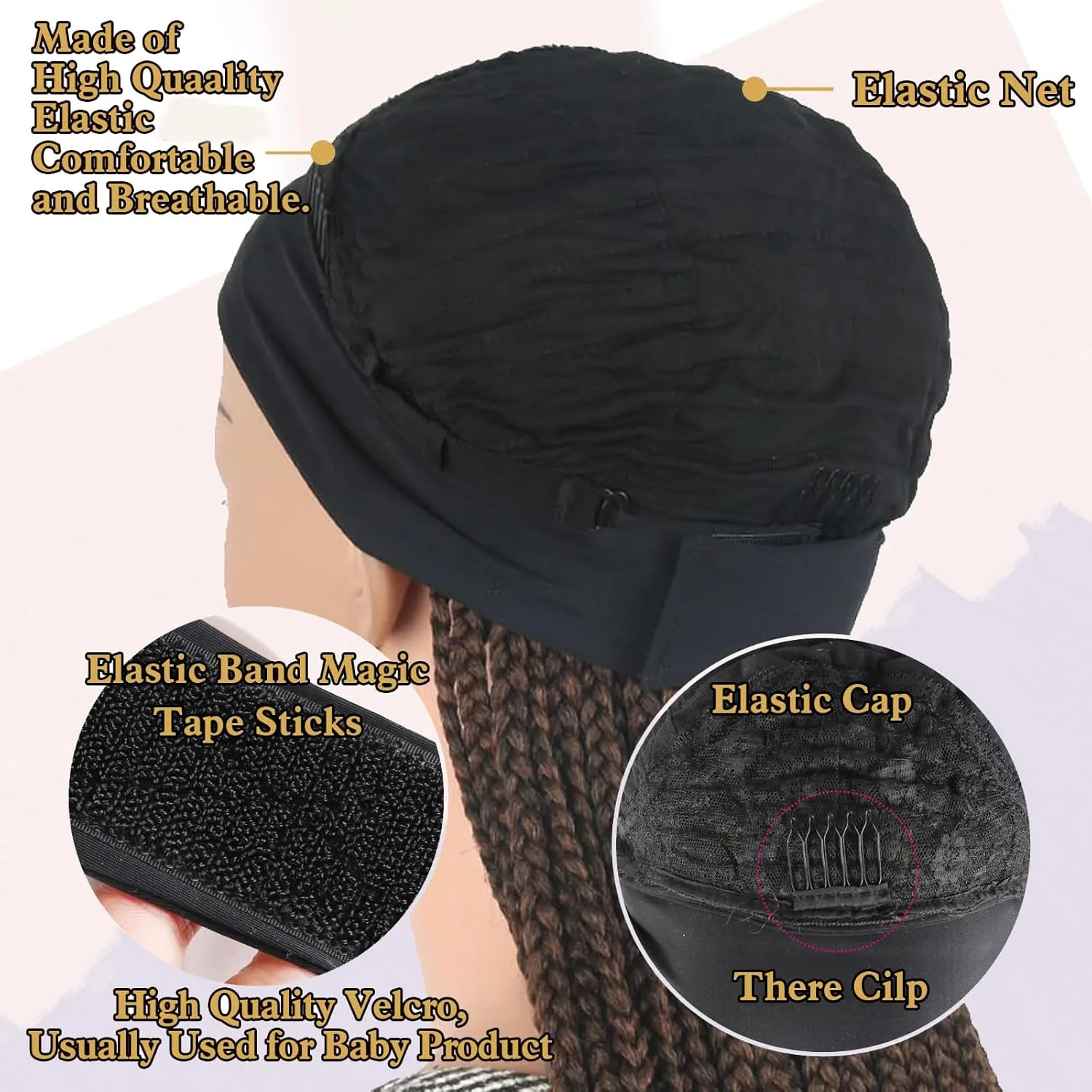 Aisaide Brown Ombre Braided Wig with Curly Ends - Synthetic Heat Resistant Hair - Standard Cap Size - Adult Women's WIG