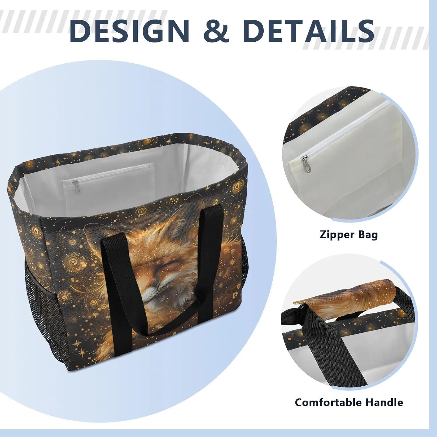 ALAZA Colorful Fox Waterproof Beach Tote Bags