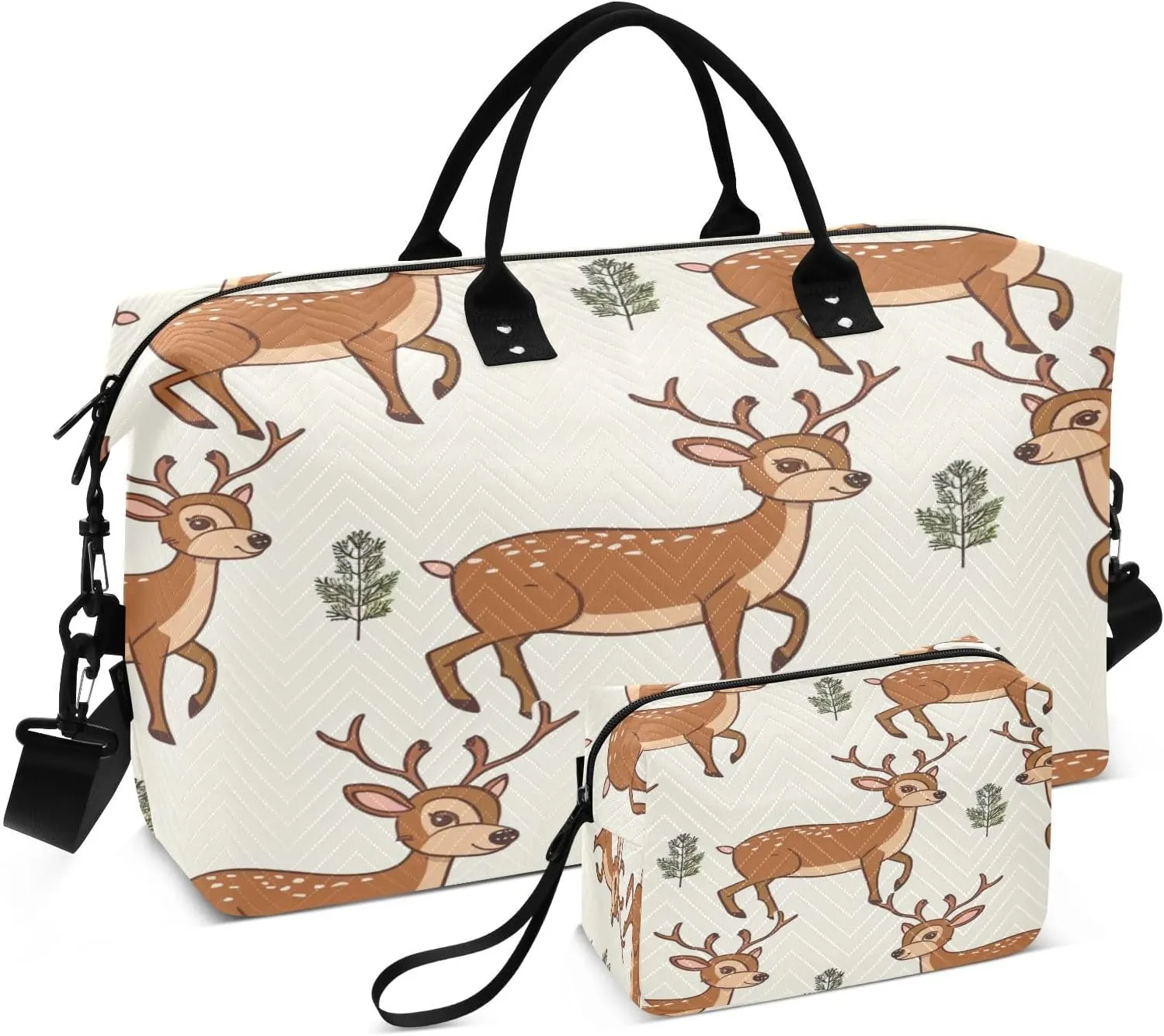 ALAZA Deer and Leaves Travel Duffel Bag Gym Bag Sports Tote Bag Weekender Overnight Travel Bag for Women Men Business Trip Workout