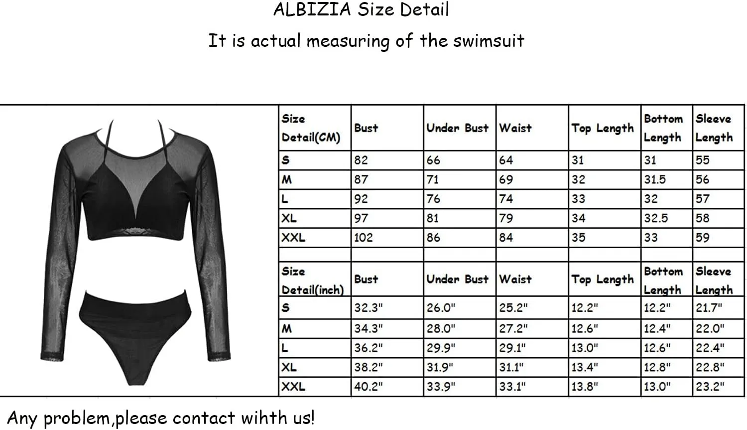 ALBIZIA Women's Triangle High Waist Bikini Set Swimsuit with Mesh Cover up High Cut Swimwear