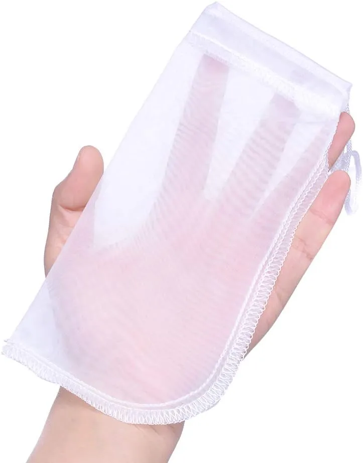 ALEGI Media Filter Bag Aquarium Extra Fine,Reusable 180 Micron Drawstring Mesh Filter Bags for Very Fine Resins Filter (7.5"*3.6" (6 Pack))