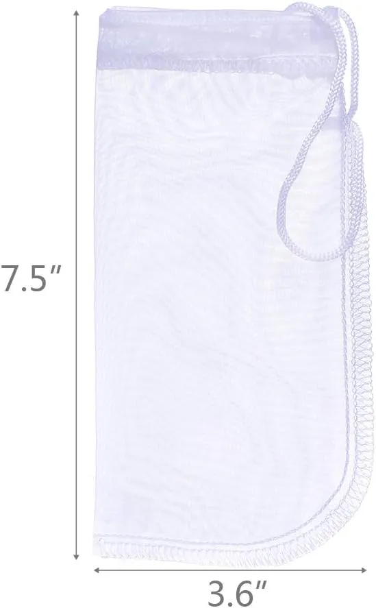 ALEGI Media Filter Bag Aquarium Extra Fine,Reusable 180 Micron Drawstring Mesh Filter Bags for Very Fine Resins Filter (7.5"*3.6" (6 Pack))
