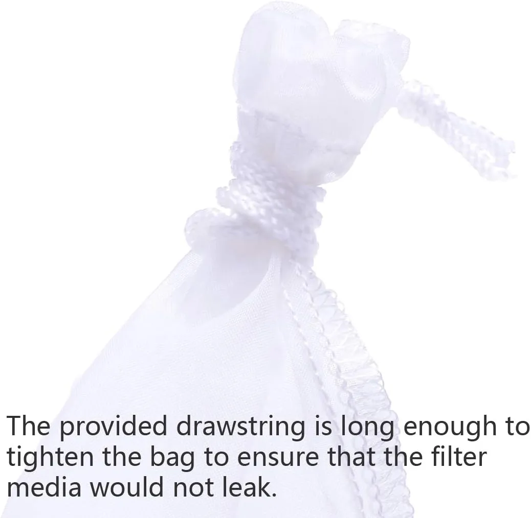 ALEGI Media Filter Bag Aquarium Extra Fine,Reusable 180 Micron Drawstring Mesh Filter Bags for Very Fine Resins Filter (7.5"*3.6" (6 Pack))