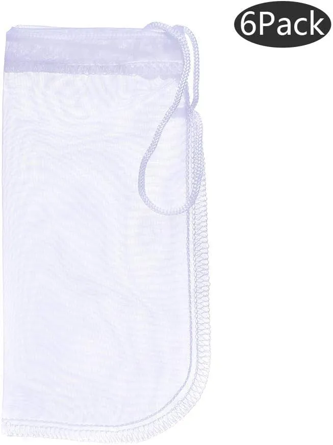 ALEGI Media Filter Bag Aquarium Extra Fine,Reusable 180 Micron Drawstring Mesh Filter Bags for Very Fine Resins Filter (7.5"*3.6" (6 Pack))