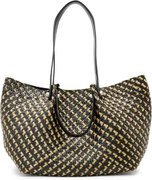 Allington Straw Tote, Black/Natural