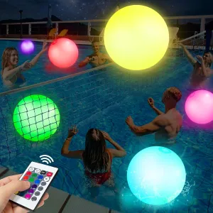 AMENON 4 Pack Glow in The Dark Beach Balls 16 Inch Inflatable Light Up Beach Ball with Remote Control 16 Colors Lights and 4 Light Modes Pool Game for Adult Kid Pool Party Decor,Glow Party Supplies