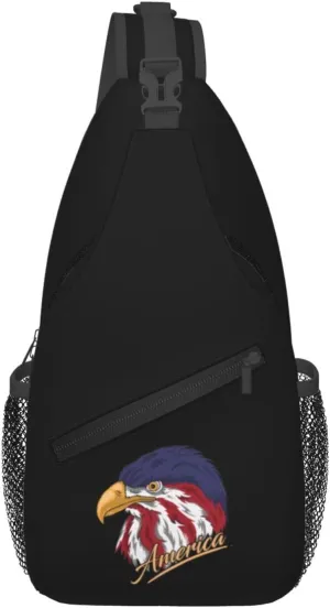 American Eagle Head Crossbody Bags For Women Men Chest Backpack Gym Shoulder Bag Travel Outdoor Sports Casual Crossbody Bags