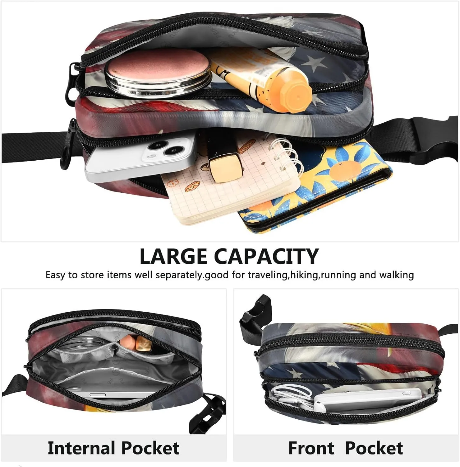 American Flag Eagle Fanny Packs for Women Fanny Pack For Men Belt Bag Crossbody Fanny Packs for Women Running Fanny Pack Waist Pack 21340999