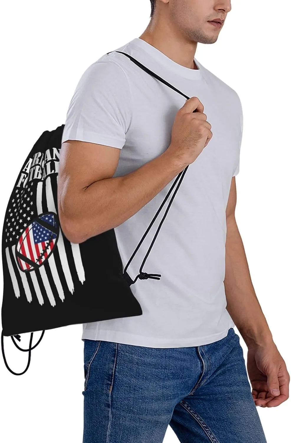 American Football Unisex Drawstring Backpack Bag Sport Gym Swim Travel Sackpack