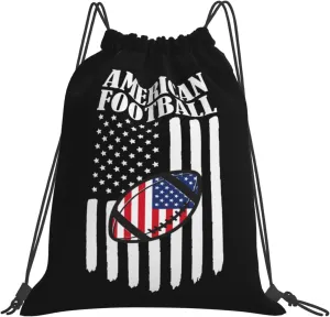 American Football Unisex Drawstring Backpack Bag Sport Gym Swim Travel Sackpack