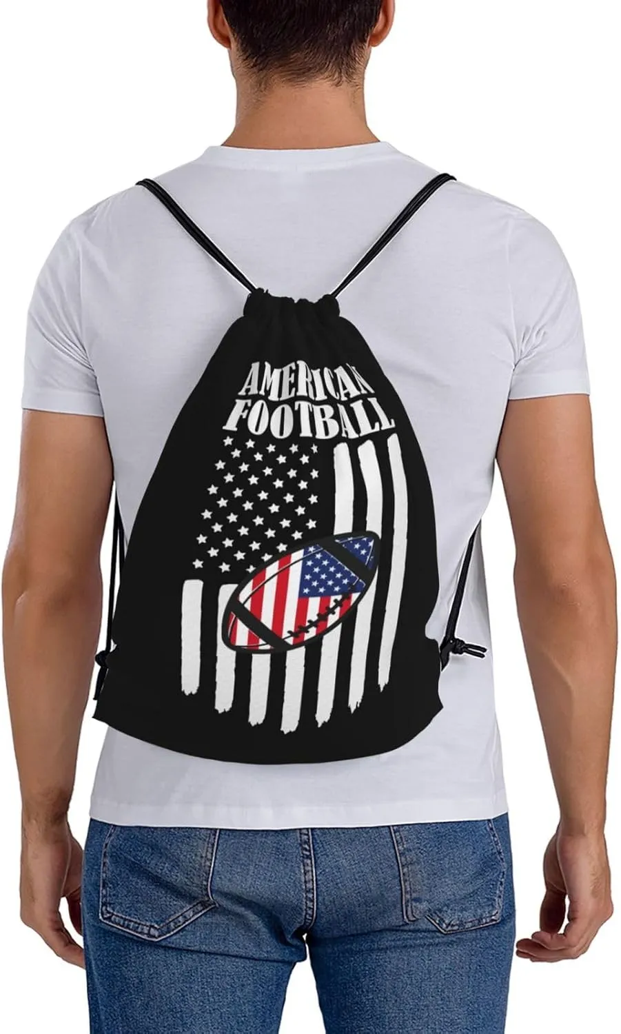 American Football Unisex Drawstring Backpack Bag Sport Gym Swim Travel Sackpack