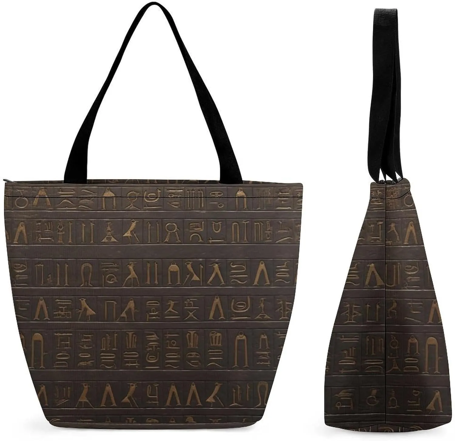 Ancient Egyptian Hieroglyph Reusable Shopping Handbag Large Lady Casual Shoulder Bag Handbag Foldable Beach Bag Travel Wallet Grocery Bags for Women