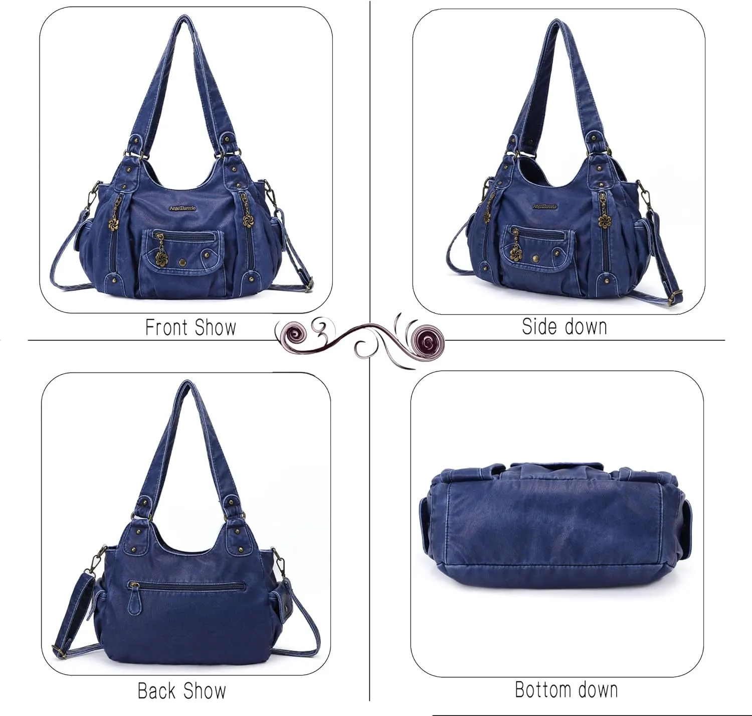 Angel Barcelo Womens Purses and Handbags PU Leather Shoulder Bag Fashion Hobo Bags for Girls