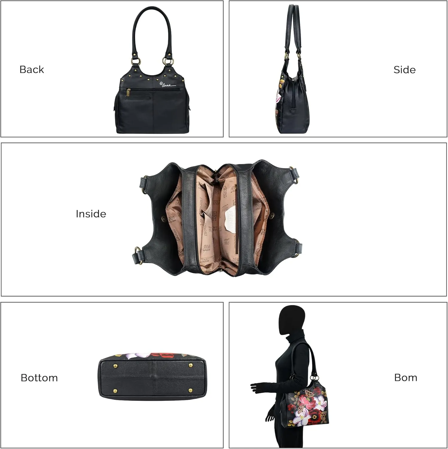 Anna by Anuschka Original Leather Hand-Painted Triple Compartment Medium Satchel