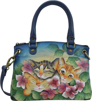 Anna by Anuschka Women's Original Genuine Leather Hand-Painted Small Satchel - Leather Handbag for Women
