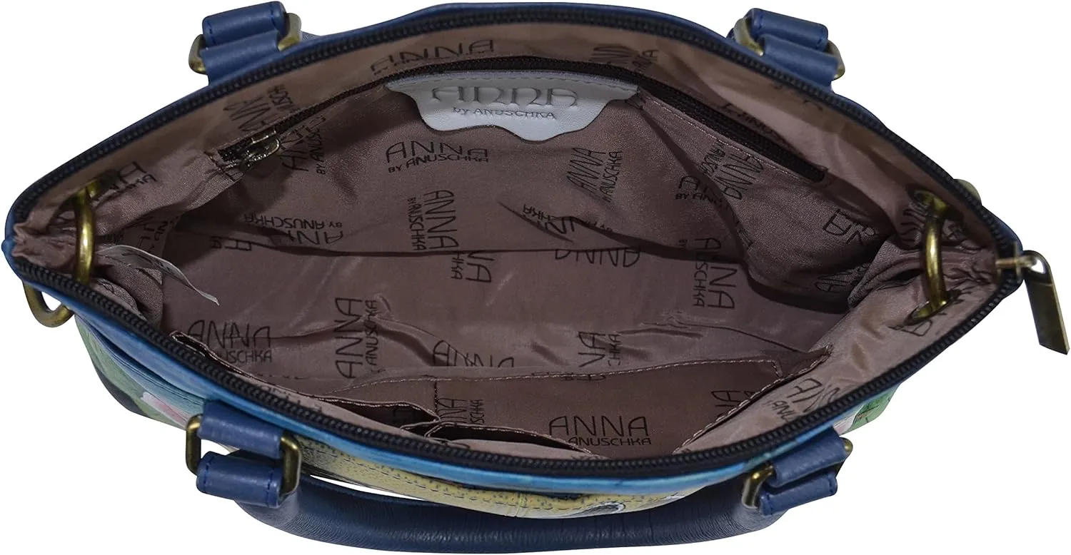 Anna by Anuschka Women's Original Genuine Leather Hand-Painted Small Satchel - Leather Handbag for Women