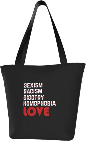 Anti Prejudice And More Love Women'S Casual One Shoulder Carry Shopping Bag Large Capacity Working Storage Handbag