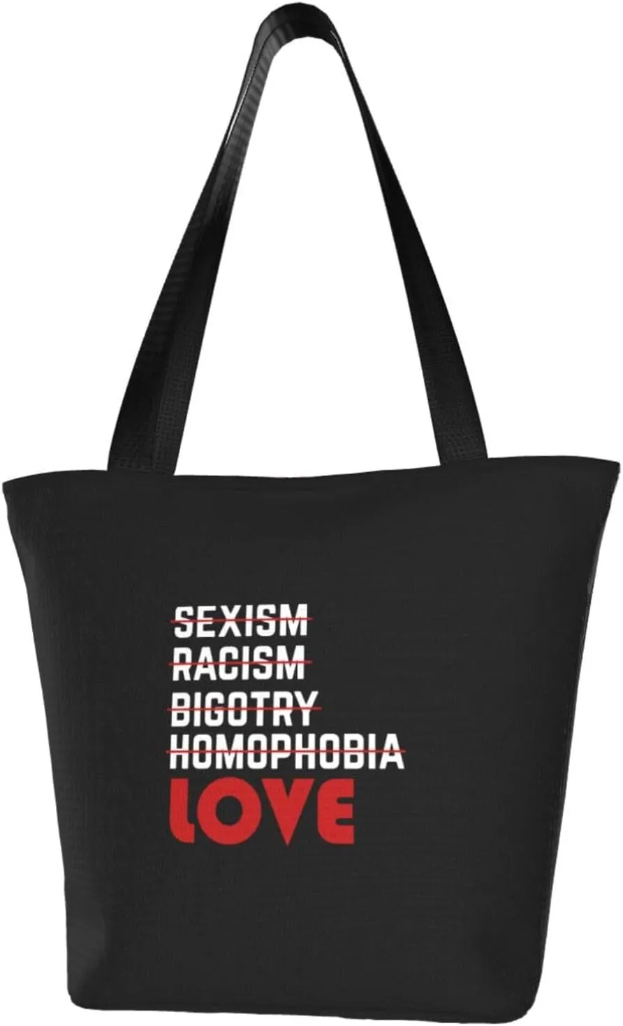 Anti Prejudice And More Love Women'S Casual One Shoulder Carry Shopping Bag Large Capacity Working Storage Handbag