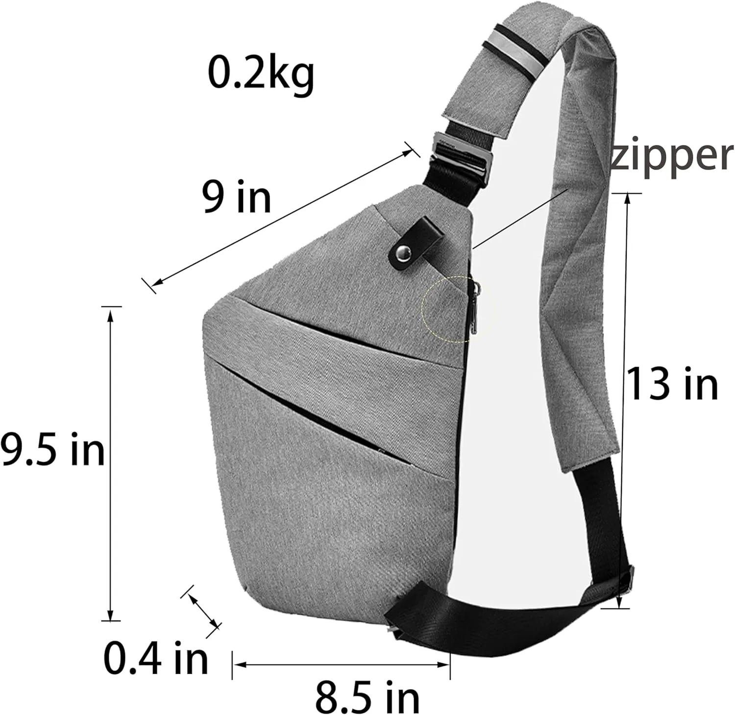 Anti Theft Travel Bag,Sling Bag, Anti-Theft Bag,Slim Sling Bag,Hiking Shoulder Bags for women men (Left Shoulder Gray)