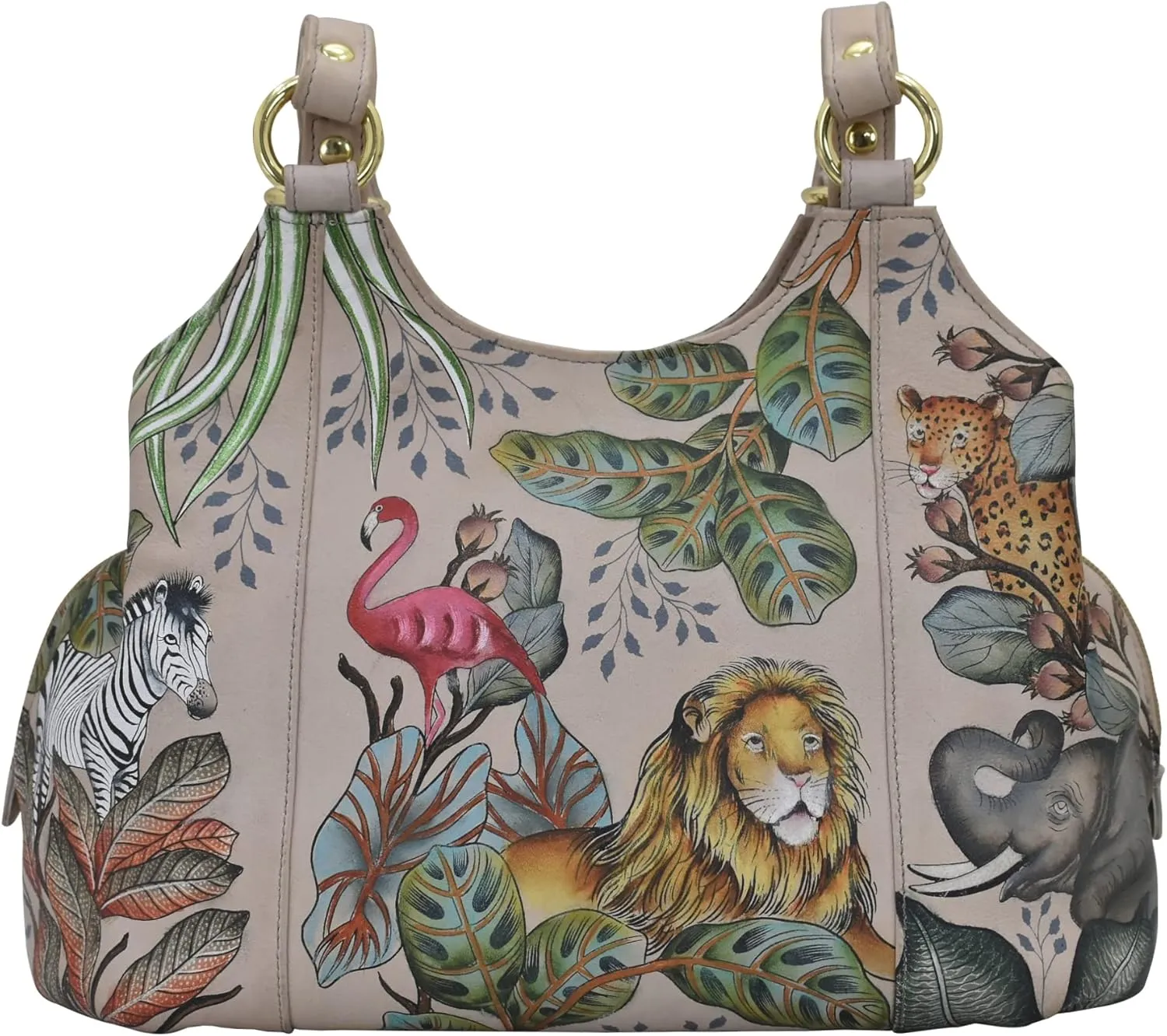 Anuschka Women's Hand Painted Genuine Leather Triple Compartment Satchel - Zip Entry, Multiple Pockets & Multipurpose Pouch