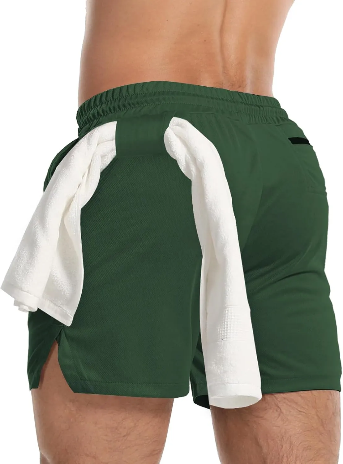 Aolesy Men's Gym Workout Shorts 5" Lightweight Bodybuilding Athletic Shorts Running Training with Zip Pockets & Towel Loop