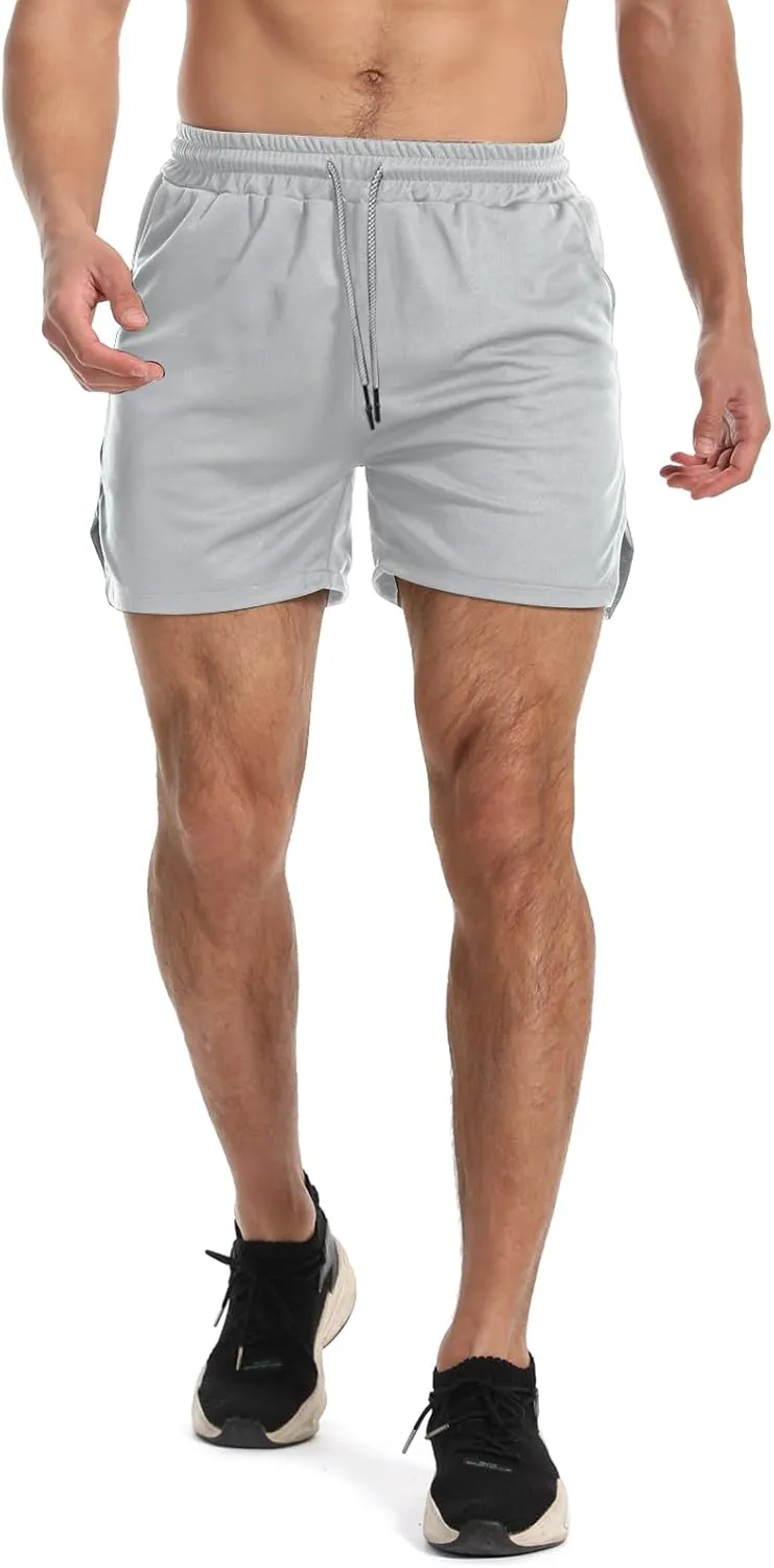 Aolesy Men's Gym Workout Shorts 5" Lightweight Bodybuilding Athletic Shorts Running Training with Zip Pockets & Towel Loop