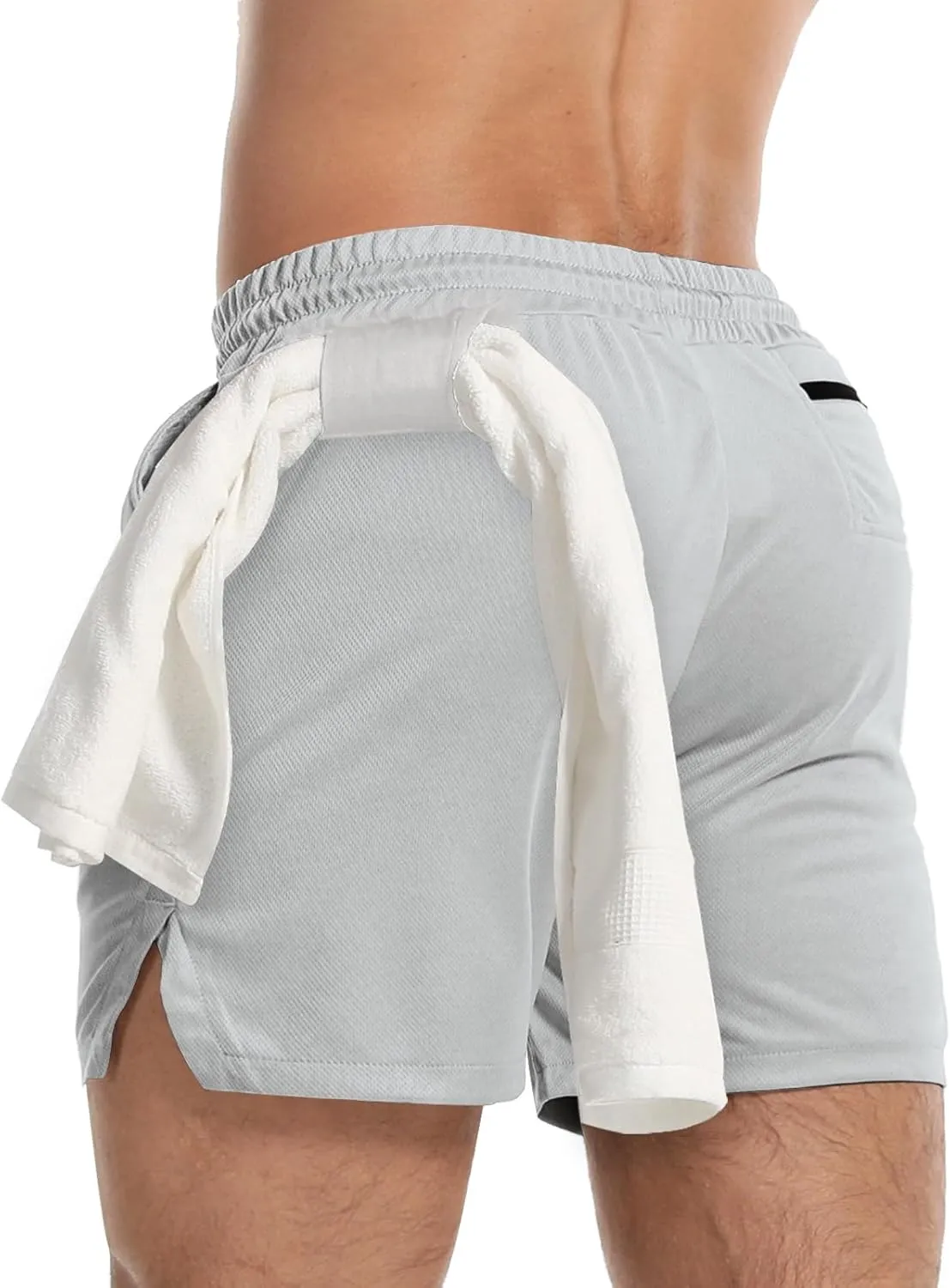 Aolesy Men's Gym Workout Shorts 5" Lightweight Bodybuilding Athletic Shorts Running Training with Zip Pockets & Towel Loop
