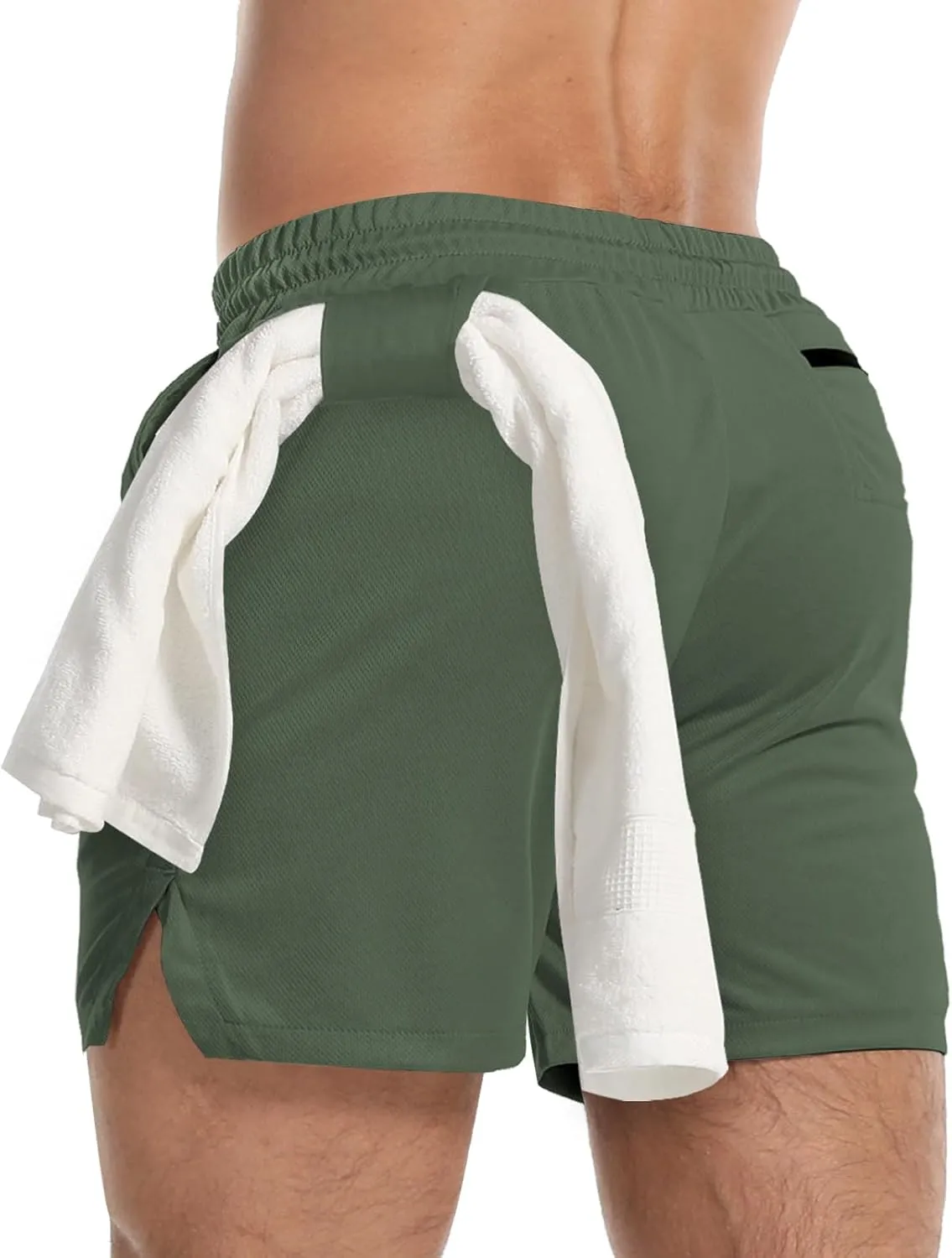 Aolesy Men's Gym Workout Shorts 5" Lightweight Bodybuilding Athletic Shorts Running Training with Zip Pockets & Towel Loop