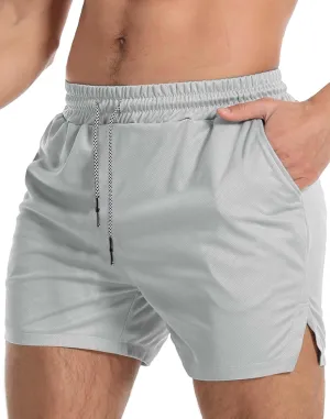 Aolesy Men's Gym Workout Shorts 5" Lightweight Bodybuilding Athletic Shorts Running Training with Zip Pockets & Towel Loop