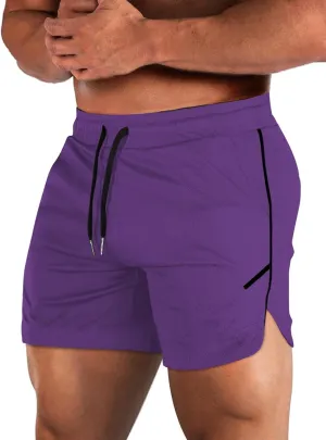 Aolesy Mens Workout Shorts with Zip Pocket 5" Lightweight Gym Running Shorts Linerless Bodybuilding Athletic Shorts