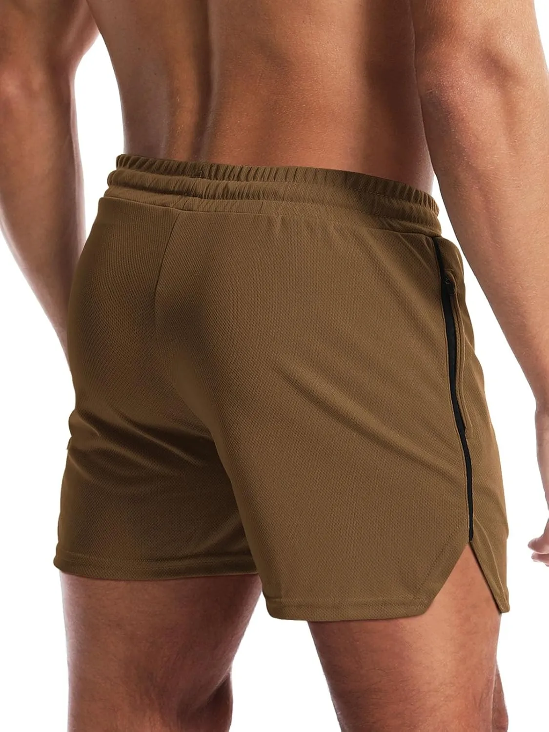 Aolesy Mens Workout Shorts with Zip Pocket 5" Lightweight Gym Running Shorts Linerless Bodybuilding Athletic Shorts