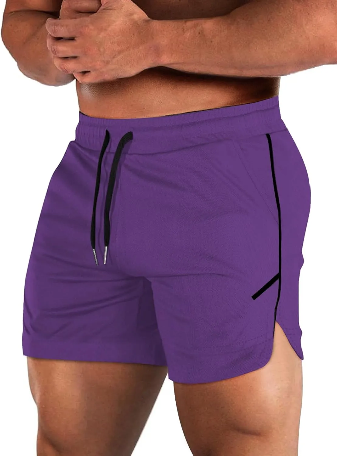 Aolesy Mens Workout Shorts with Zip Pocket 5" Lightweight Gym Running Shorts Linerless Bodybuilding Athletic Shorts