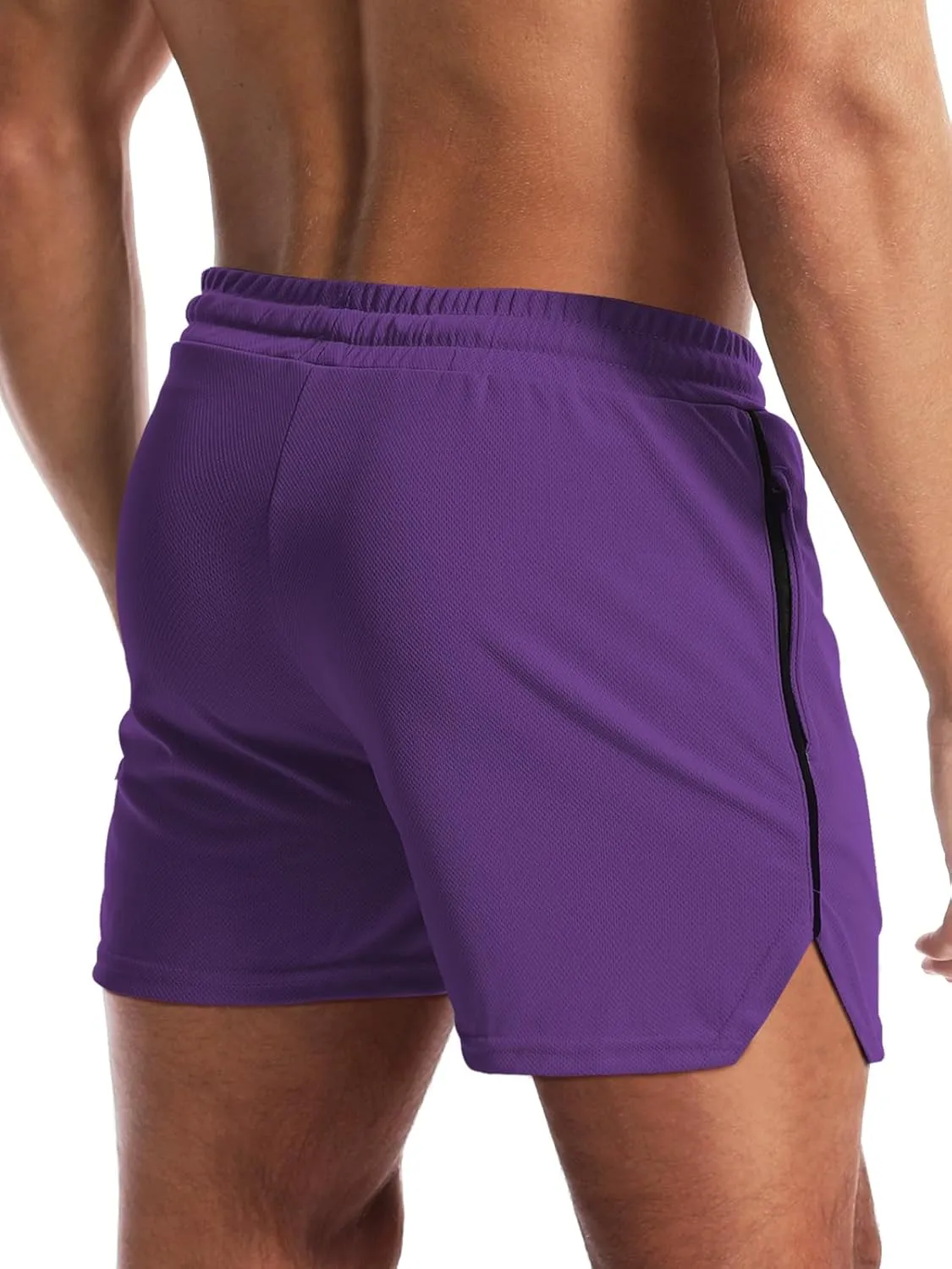 Aolesy Mens Workout Shorts with Zip Pocket 5" Lightweight Gym Running Shorts Linerless Bodybuilding Athletic Shorts