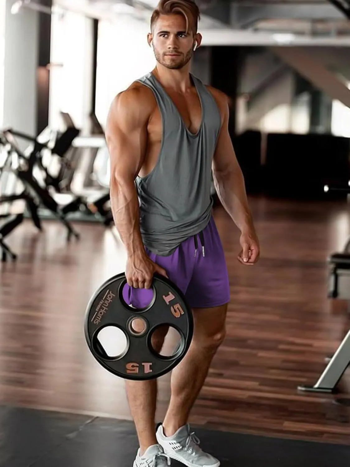 Aolesy Mens Workout Shorts with Zip Pocket 5" Lightweight Gym Running Shorts Linerless Bodybuilding Athletic Shorts