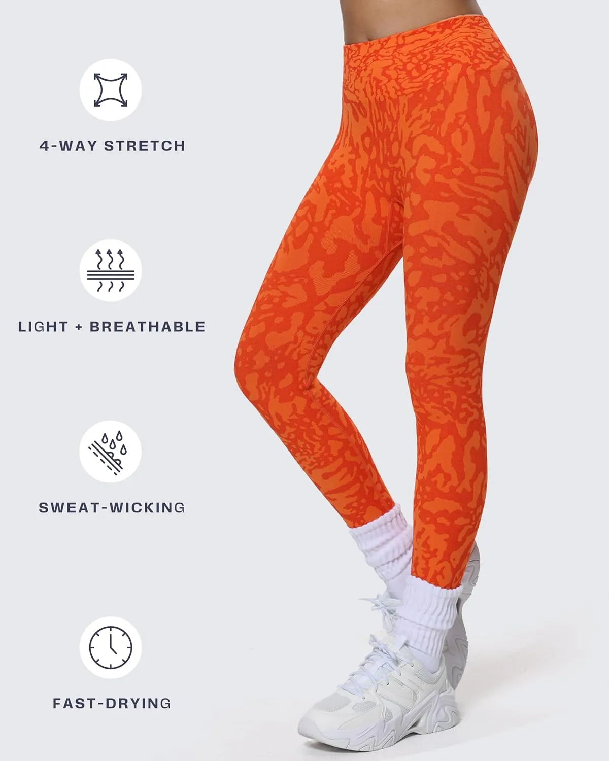 Aoxjox Women's High Waist Seamless Camo Hidden Scrunch Legging Knit Workout Yoga Pants 23"