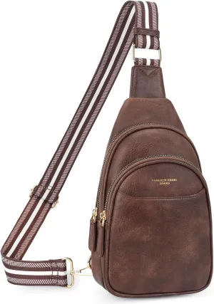 APHISON Small Sling Bag Cell Phone Purse Vegan Leather Fanny Crossbody Bag for Women Trendy Chest Backpack Adjustable Strap