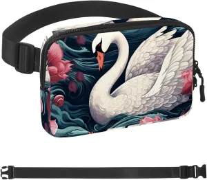 Art Swan Flower-445 Crossbody Fanny Pack for Men&Women,Belt Bag for Travel Casual Walking Running Hiking Cycling