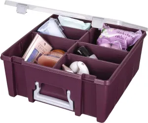 ArtBin Super Satchel Compartment Box - Stackable Durable Art Storage with 8 Removable Compartments, Smart Closure, and Portable Design for Craft Supplies, Threads, Ribbons, Paint Tubes