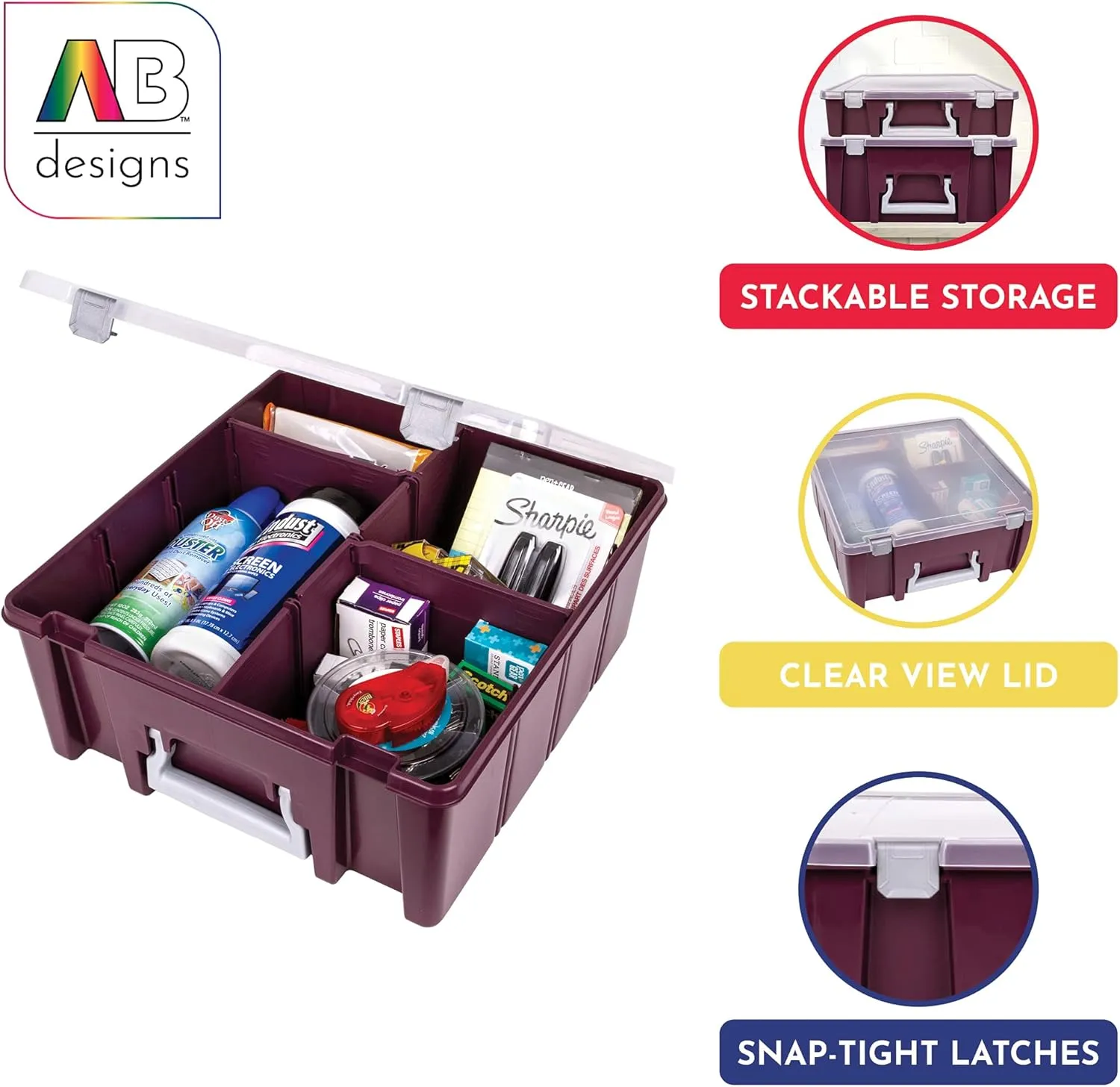 ArtBin Super Satchel Compartment Box - Stackable Durable Art Storage with 8 Removable Compartments, Smart Closure, and Portable Design for Craft Supplies, Threads, Ribbons, Paint Tubes