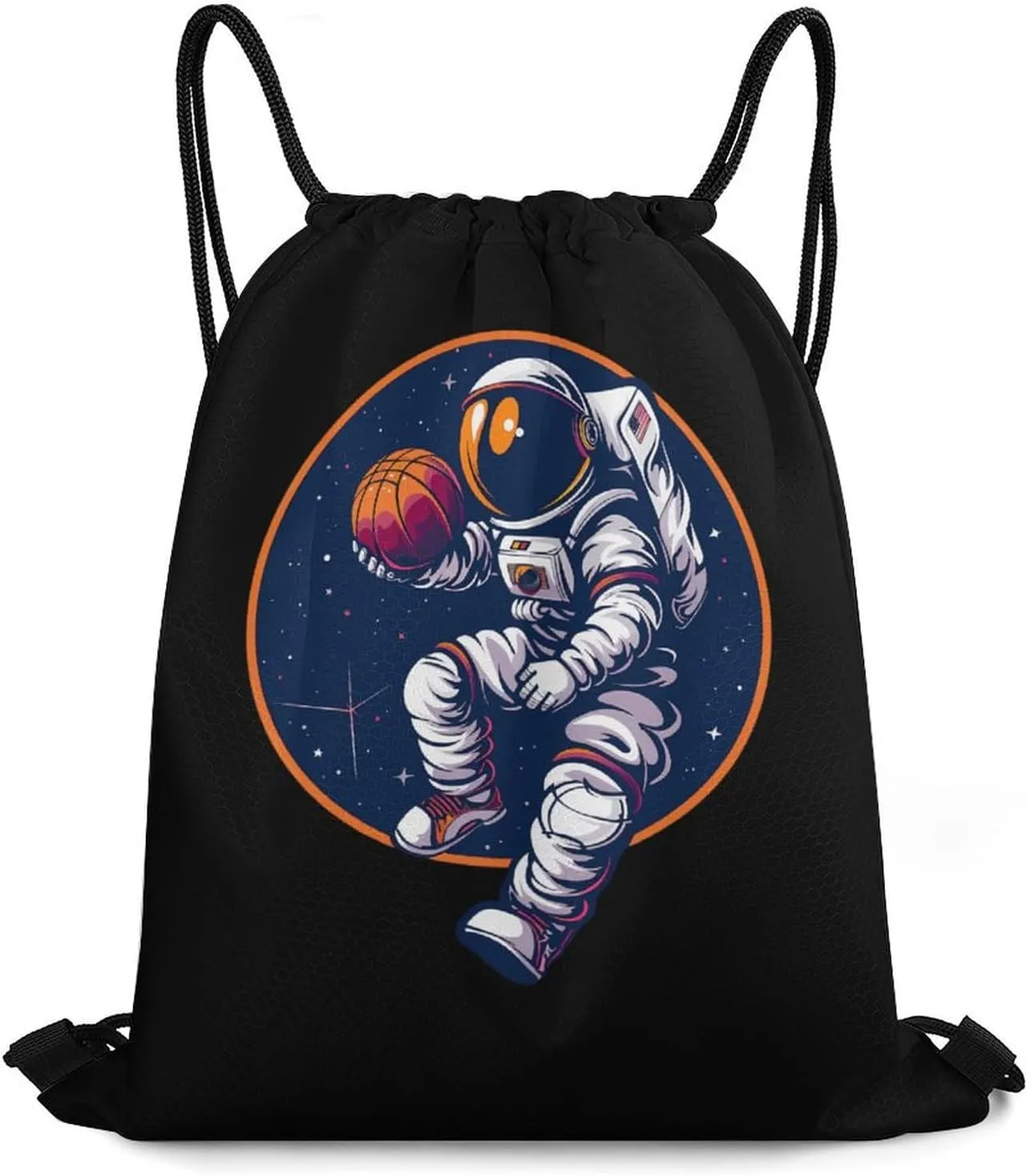 Astronaut Slam Dunk Basketball Space Drawstring Backpack Lightweight String Bag Sports Gym Bag Sackpack for Men Women