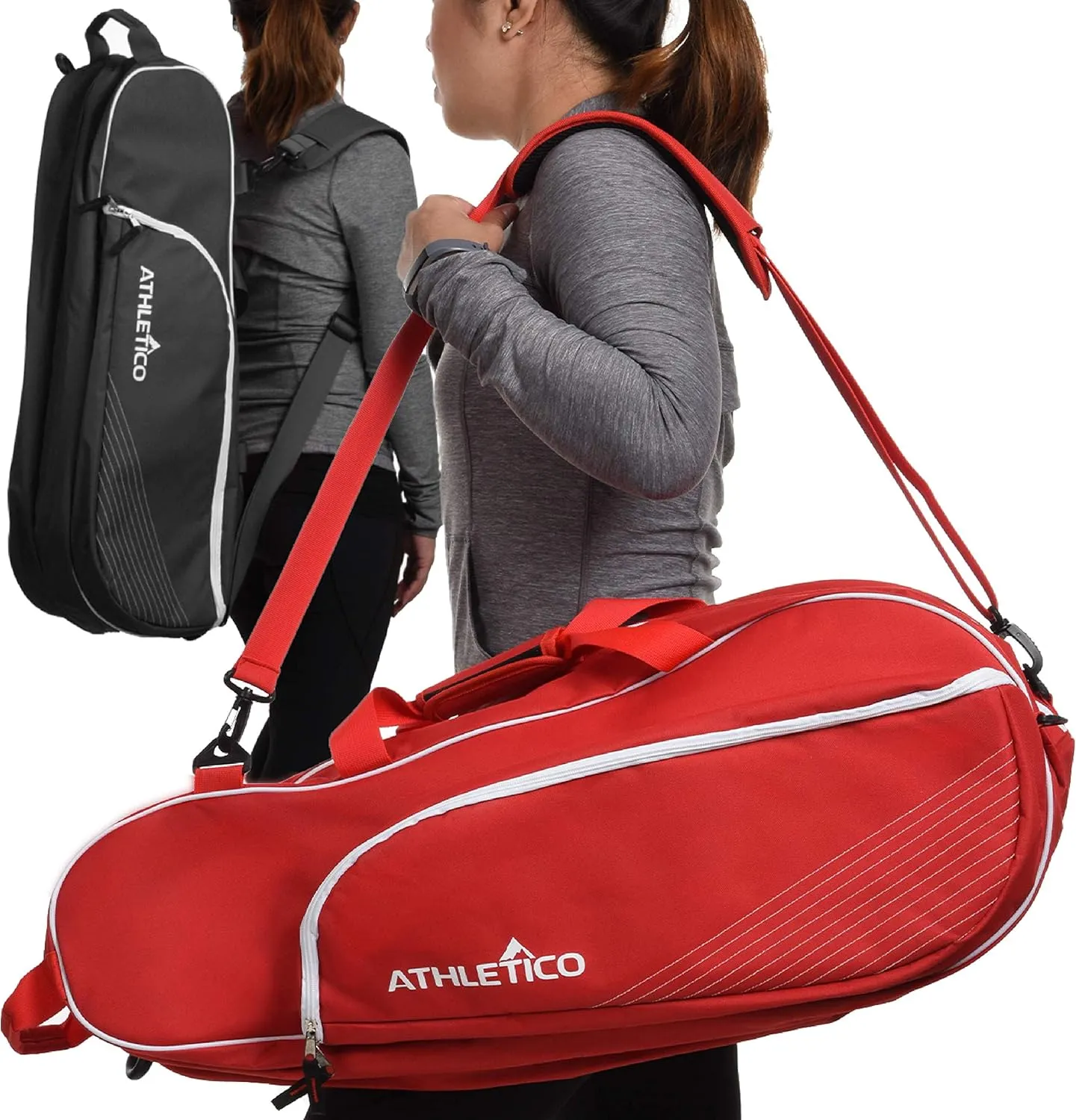 Athletico 6 Racquet Tennis Bag | Padded to Protect Rackets & Lightweight | Professional or Beginner Tennis Players | Unisex Design for Men, Women, Youth and Adults