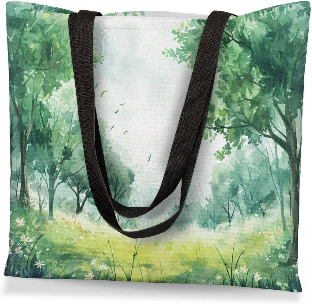 Autumn Park Trees Fall Foliages Canvas Tote Bag for Women Men Stylish Tote Handbag Shoulder Bag Reusable Grocery Bag