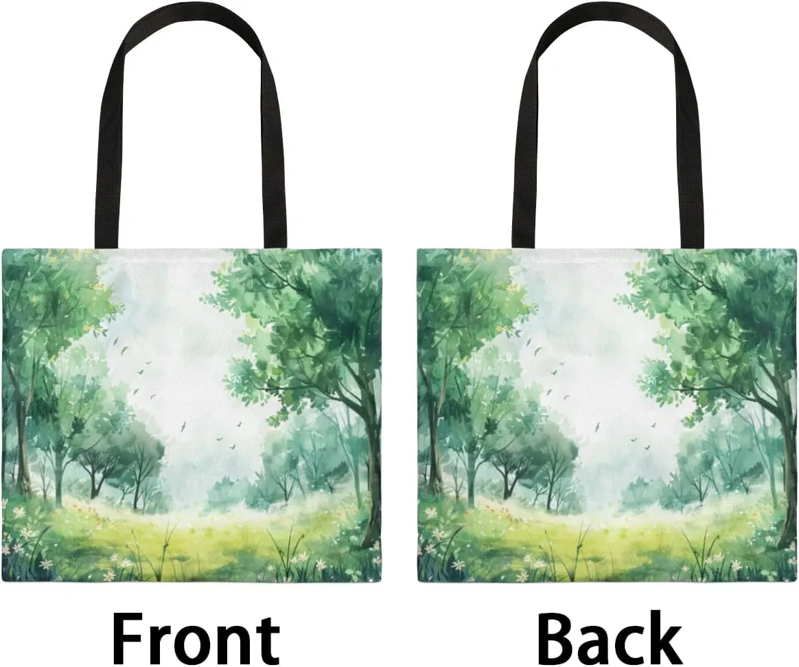 Autumn Park Trees Fall Foliages Canvas Tote Bag for Women Men Stylish Tote Handbag Shoulder Bag Reusable Grocery Bag