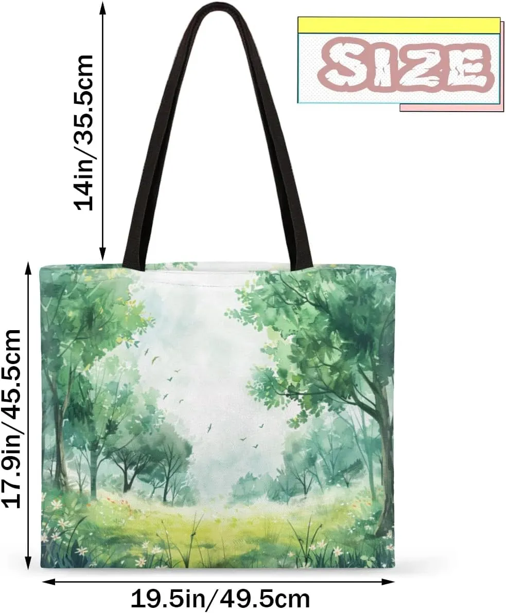 Autumn Park Trees Fall Foliages Canvas Tote Bag for Women Men Stylish Tote Handbag Shoulder Bag Reusable Grocery Bag