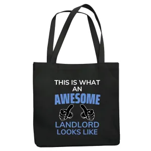 Awesome Landlord this is funny present from Tenants for Landlord Navy Black Multicolor Canvas Tote Bag