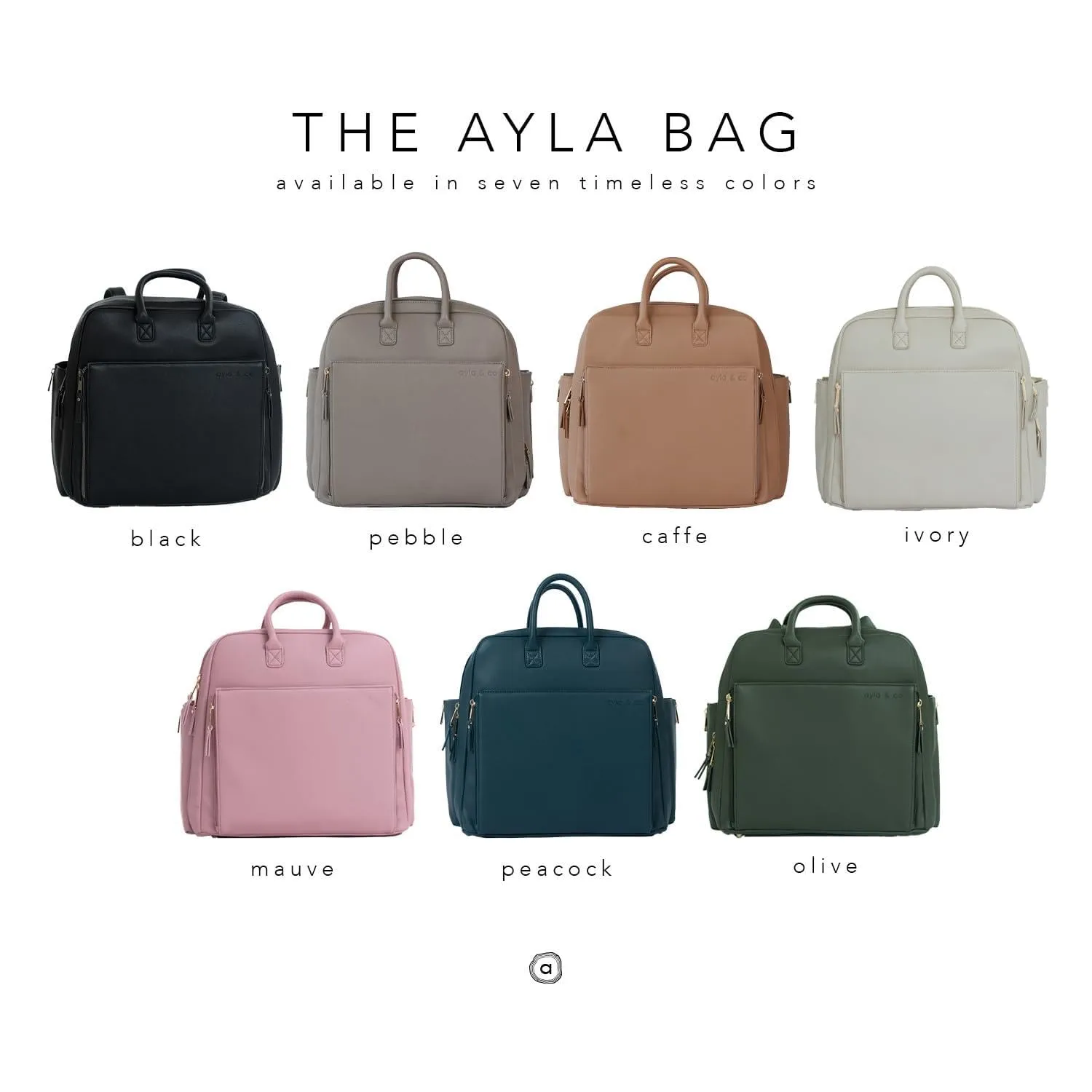 Ayla & Co Full-Size Diaper Bag Backpack, Baby Essentials Cross-Body Changing Bag for Baby Girl/Boy Convertible Straps Portable Tote Bag, Baby Changing Pad, Insulated Pockets & Pouch, Pebble