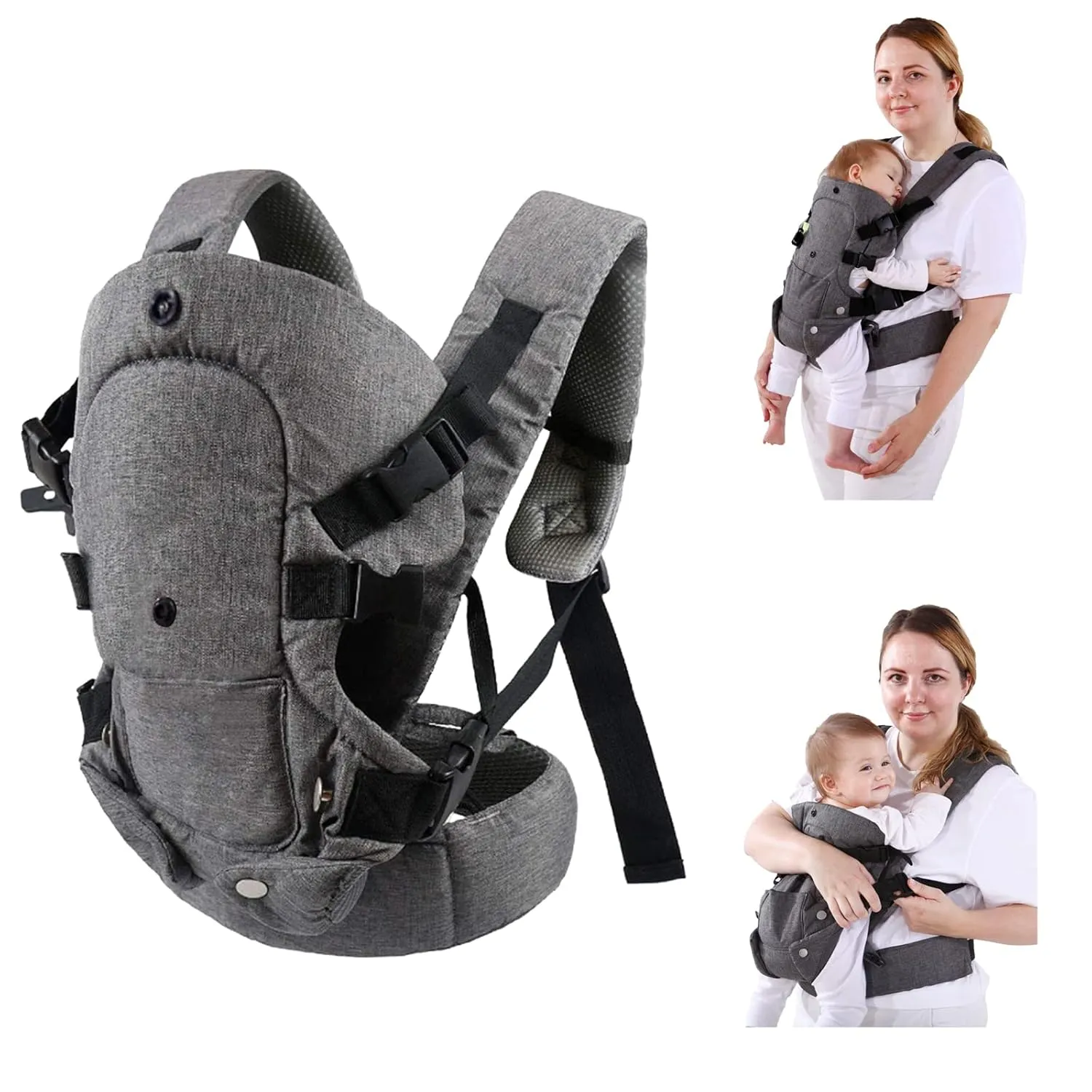 Baby Carrier, Adjustable Baby Carrier Newborn to Toddler Ergonomic Cozy and Lightweight 4-in-1 Toddler Carrier for Newborn, Infant(Grey)
